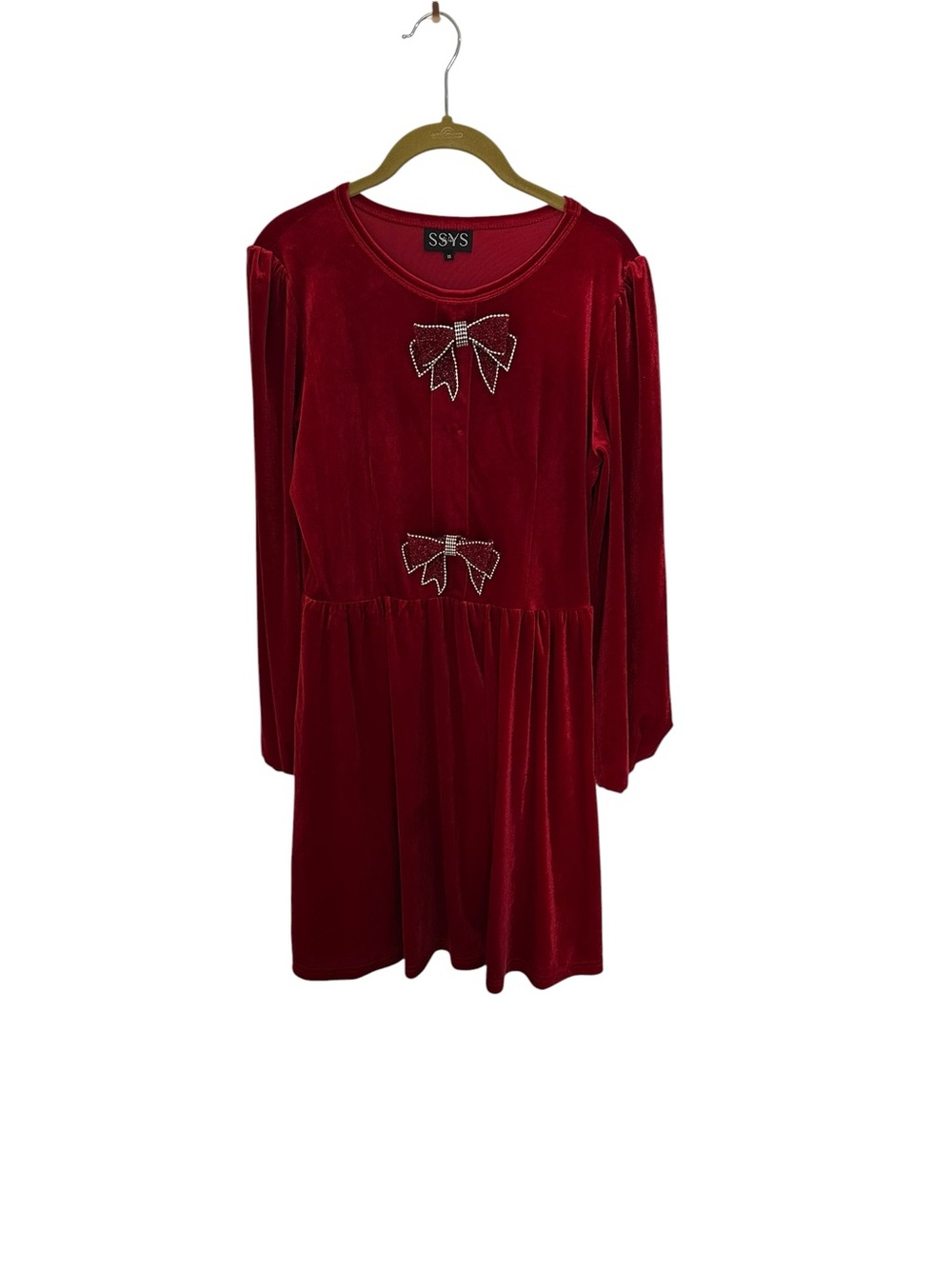 SSYS Red Velvet Dress with Bow Accents Christmas holiday XS